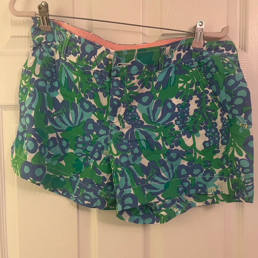 Lilly green and blue shorts.